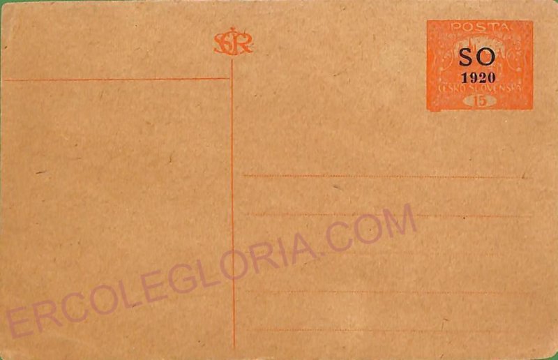 ad5882 - CZECHOSLOVAKIA East Silesia - Postal History -  STATIONERY CARD  # P1