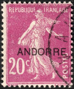 Andorra (French) #7  Used/CTO - 20c France Sower Overprintd (1931)