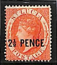 Saint Lucia 1881, 2.5d, Stamp out of set, Unused (hinged)