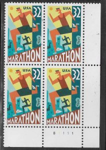 US#3067 $.32 Marathon  plate block of 4 (MNH) CV $2.60