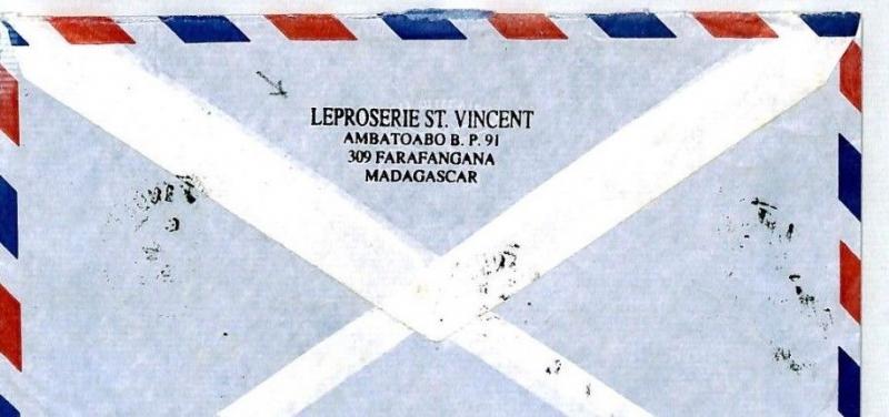 MADAGASCAR Cover LEPROSERIE Missionary Air Mail MIVA 1994 CM36