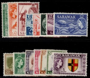 SARAWAK QEII SG188-202, 1955-59 complete set, LH MINT. Cat £100.