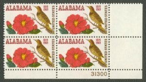 1969 Alabama Statehood Plate Block Of 4 6c Stamps, Sc# 1375, MNH, OG