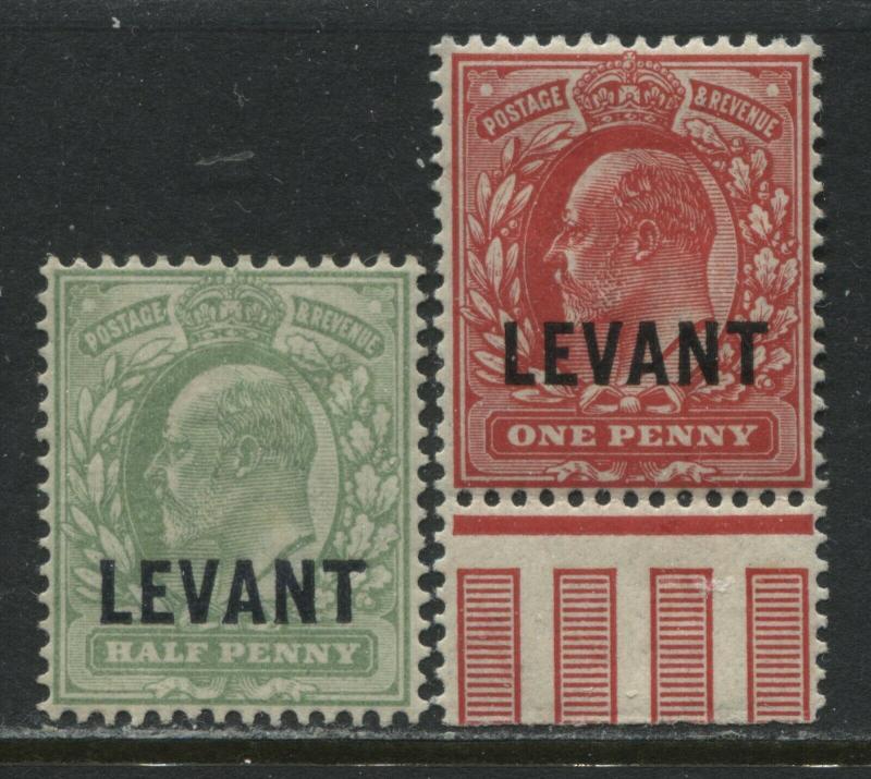 Turkish Empire KEVII 1905  1/2d and 1d overprinted LEVANT mint o.g.