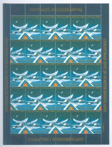 Greenland. 1989 Christmas Seal Mnh Sheet. 2 Side Perf. Flag,Christmas Eve.