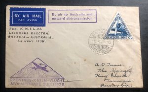 1938 Malang Netherlands Indies Airmail First Flight Cover To Tasmania Australia