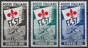 1951 Italia Concorsi Ginnici MNH Sass n. 661/63