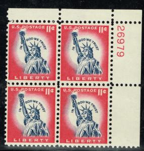 USA 1044A - Statue of Liberty - Plate Block - MNH - F/VF CV$2.50