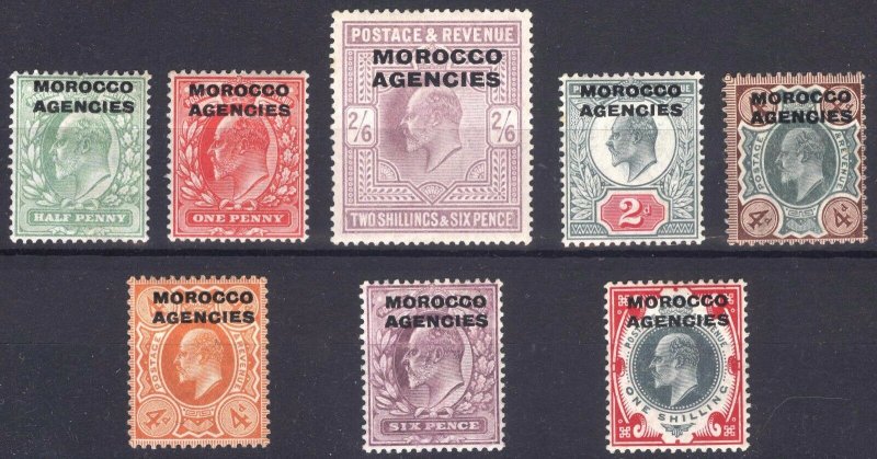 Morocco Agencies 1907 1/2d-2s6d on GB SG 31-38 Sc 201-208 LMM/MLH Cat£150($186)