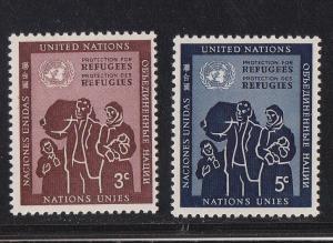 UN - NY # 15-16, Protection for Refugees  Mint NH, 1/2 Cat.