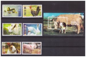 2019 Farm animals 6 v set+s/s  MNH