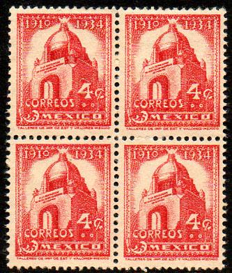 MEXICO 786, 4c 1934 Definitive Block of 4 Unused (163)