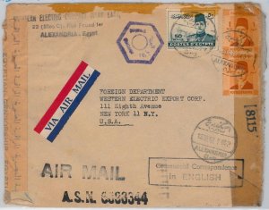 48803 - EEGYPT - POSTAL HISTORY: COVER to USA 1943 - Egyptian & American CENSOR-