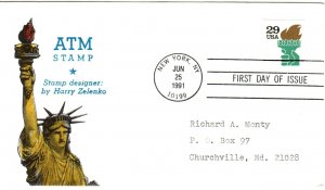 #2431A Liberty Torch C.E. Reid cachet First Day cover to Richard Monty Scarce