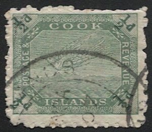 COOK ISLANDS 1902 1/2d Sc 27 Wrybill (Torea), Used VF light cancel  Bird