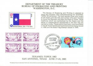BEP B60 Souvenir Card TEXANEX-TOPEX '83 Texas #2033 Ballooning VC Cancel