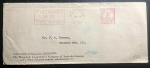 1938 Melbourne Australia Meter Cancel cover Phosphate Cooperative To Woodend