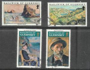 Guernsey 1974 Renoir paintings set of 4 used, Scott #115-118