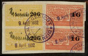 Danzig Poland Germany Gerichtskostenmarke 1G 20G Court Fee Revenue Stamp 90923