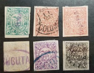 COLOMBIA 1881 Stamp Lot Scott 103 104 104a 106 107 108 Used T170