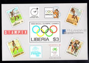 Liberia MNH 1988 #1081 Souvenir sheet $3 1988 Seoul Olympic Games