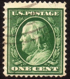 1908, US 1c, Benjamin Franklin, Used, Sc 331