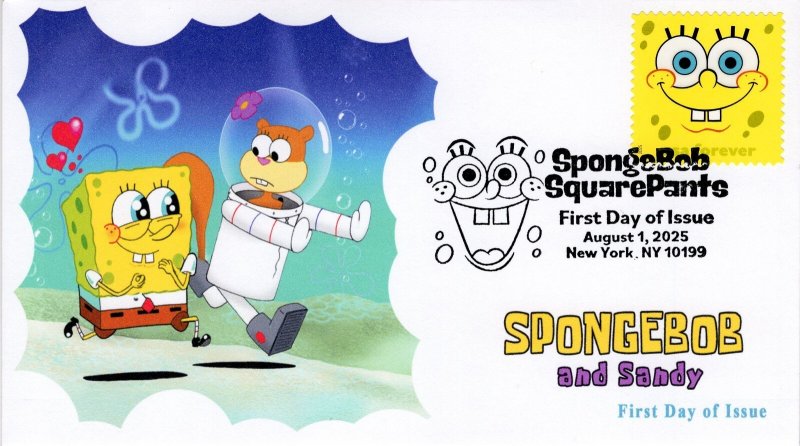 2025, Sponge Bob, Complete Set (4 covers), Pictorial Postmarks, FDC