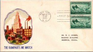 FDC 1945 SC #936 J Minkus Cachet - New York, Ny - Pair - F75542