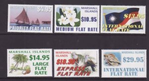 Marshall Is.-Sc#995-1000- id9-unused NH set-Birds-Marine Life-Flowers-2011-S/H