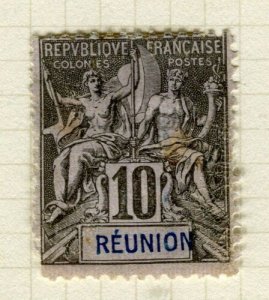 FRANCE COLONIES; REUNION 1892 early Tablet type fine used 10c. value 