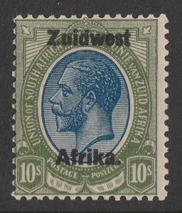 SOUTH WEST AFRICA 1923 setting III on KGV 10/- Afrikaans single. 