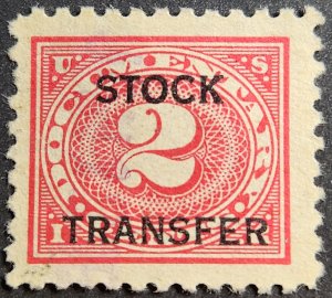 1928 UNITED STATES BACK OF BOOK SC#RD25 2c STOCK TRANSFER USED