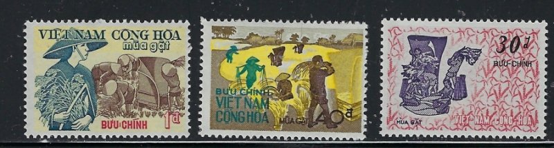 South Vietnam 398-400 MNH 1971 Rice Harvesting (ap9897)