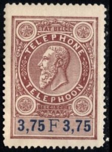 1892 Belgium Revenue 3 Francs 75 Centimes King Leopold II Telephone Stamp