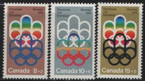 CANADA, B1-B3, (3) SET, MNH, 1974, Olympic Type of 1973