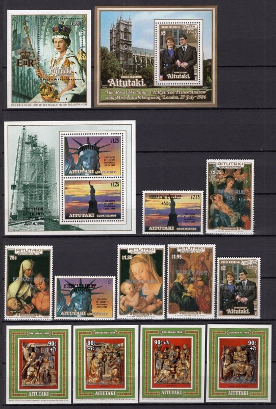 Aitutaki 1980's Group of Good Sets + Mini-sheets Royalty Christmas MNH CV$160