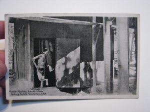 British North Borneo Postcard 1930 Sandakan Postmark Rubber Factory Smoke House