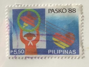 Philippines 1988 Scott 1981 used - 5.50p, Christmas, Pasko, Star and Heart