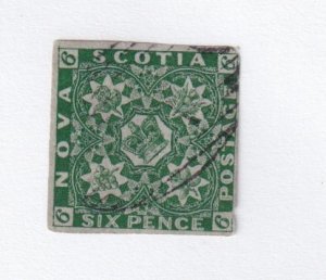 NOVA SCOTIA # 5 XTRA LIGHT USED 6p Thin Thin IMPERF CAT VALUE $1500