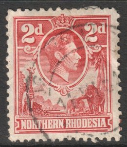 Northern Rhodesia Scott 32 - SG32, 1938 2d Red used