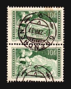 SWITZERLAND SCHWEIZ Zum #179 Sc#185 JUNGFRAU USED PAIR GRENCHEN SON CANCEL  