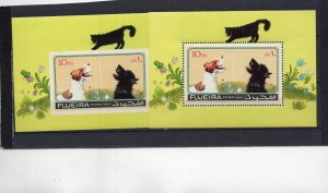 FUJEIRA 1971 CATS & DOGS SET OF 2 S/S PERF. & IMPERF. MNH