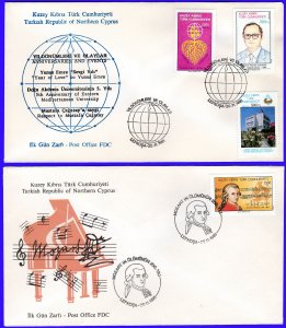 TURKISH CYPRUS 1991 ANNIVERSARIES & EVENTS (Mozart) - 2 FIRST DAY COVERS FDC