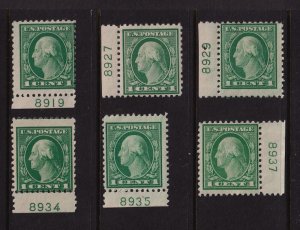 1917 Sc 498 MH lot of 6 singles, plate numbers 8919/8937 Hebert CV $18 (B09