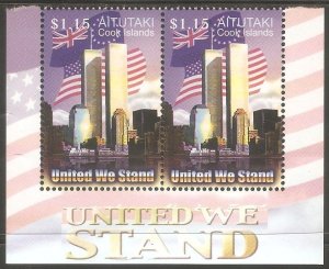 AITUTAKI Sc# 537 MNH FVF Pair New York City World Trade Center Flags