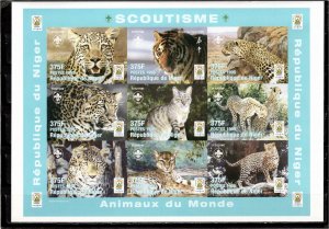 Niger 1998 MNH Sc 1005a-h IMPERFORATE sheetlet of 9