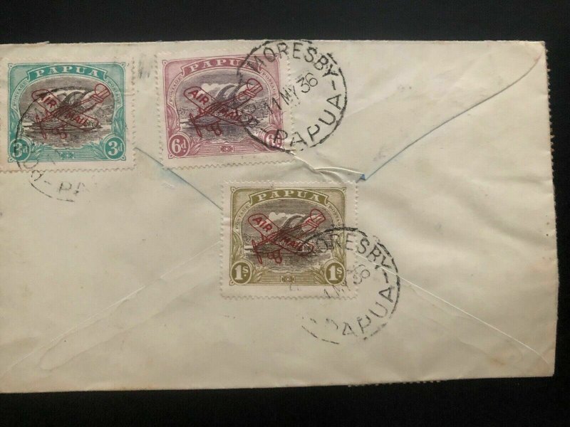 1936 Port Moresby Papua New Guinea Cover To Liverpool England Prof WJ Dilling B