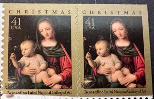 US # 4206 Christmas block of 4 (2 on each side) 41c 2007 Mint NH from booklet