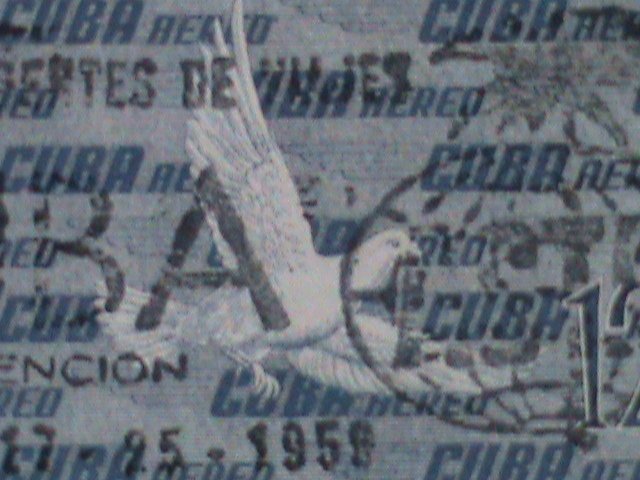 ​CUBA-LARGE PICTORIAL CUBA BIRDS ON VERY OLD CUBA USED STAMP-VERY FINE