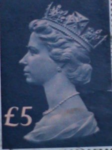 ​GREAT BRITAIN-1970 QUEEN ELIZABETH II- MACHINS USED 5 POUND LARGE SIZE VF RARE